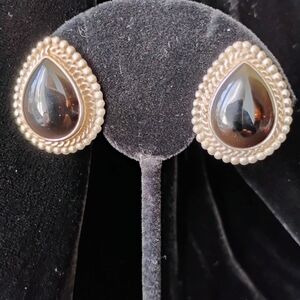 925 Sterling Silver Onyx Teardrop Earrings
